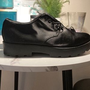 Vagabond black satin shoes. Like new.
